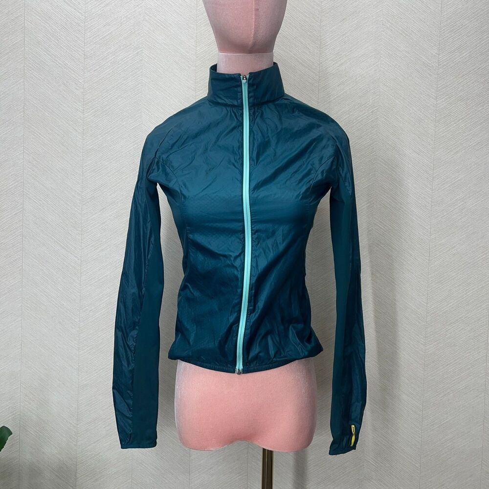 Mavic Long Sleeve Full Zip Green Windbreaker Cycling Jacket Womens Size XS